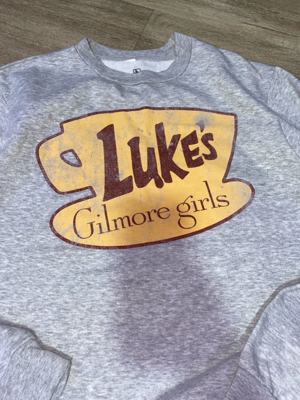 Amazon Light Gray Crewneck Sweatshirt with Luke's Gilmore Girls (fits small) - Picture 3 of 6
